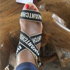 Jimmy Choo Black and White Logo Sandals